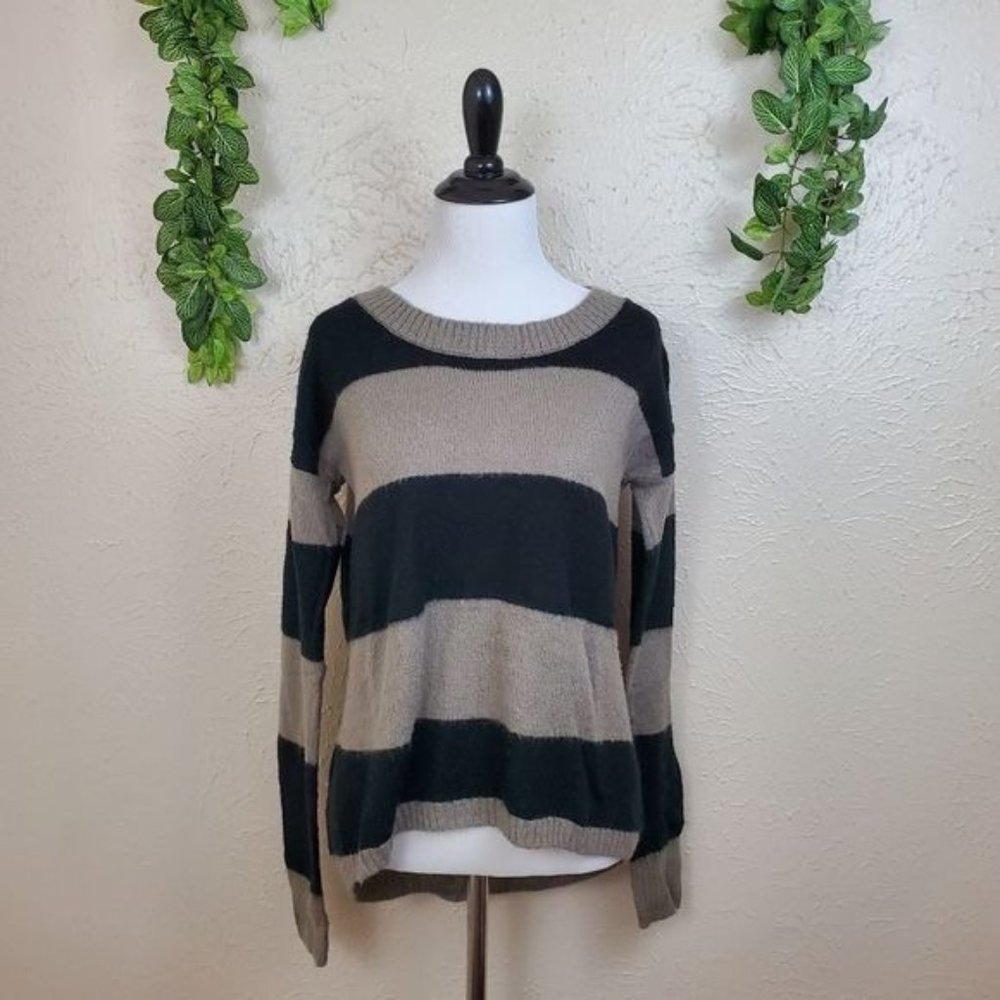 Kensie Striped Button High Low Sweater Size Small Long Sleeve Boho Aesthetic